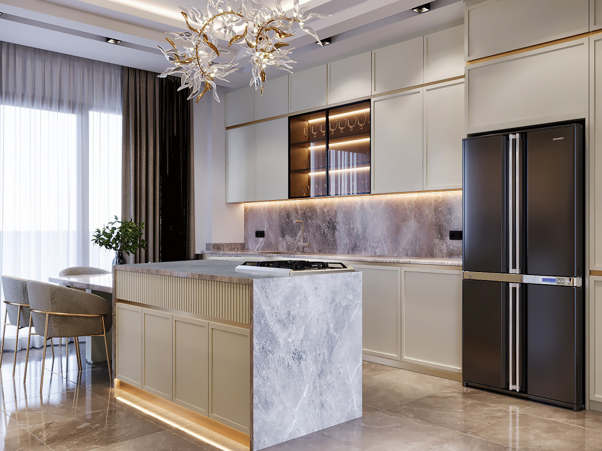 iç mekan mimari proje, mutfak projesi, kayseri