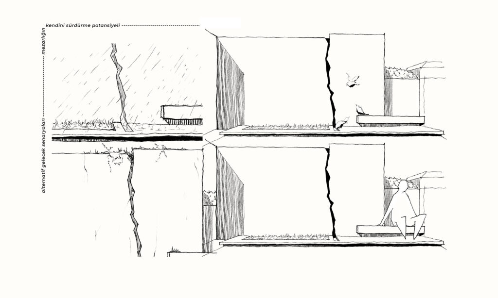 anıtsal mimari proje ödülü, eskiz mimari çizim, turgut uyar mezarı